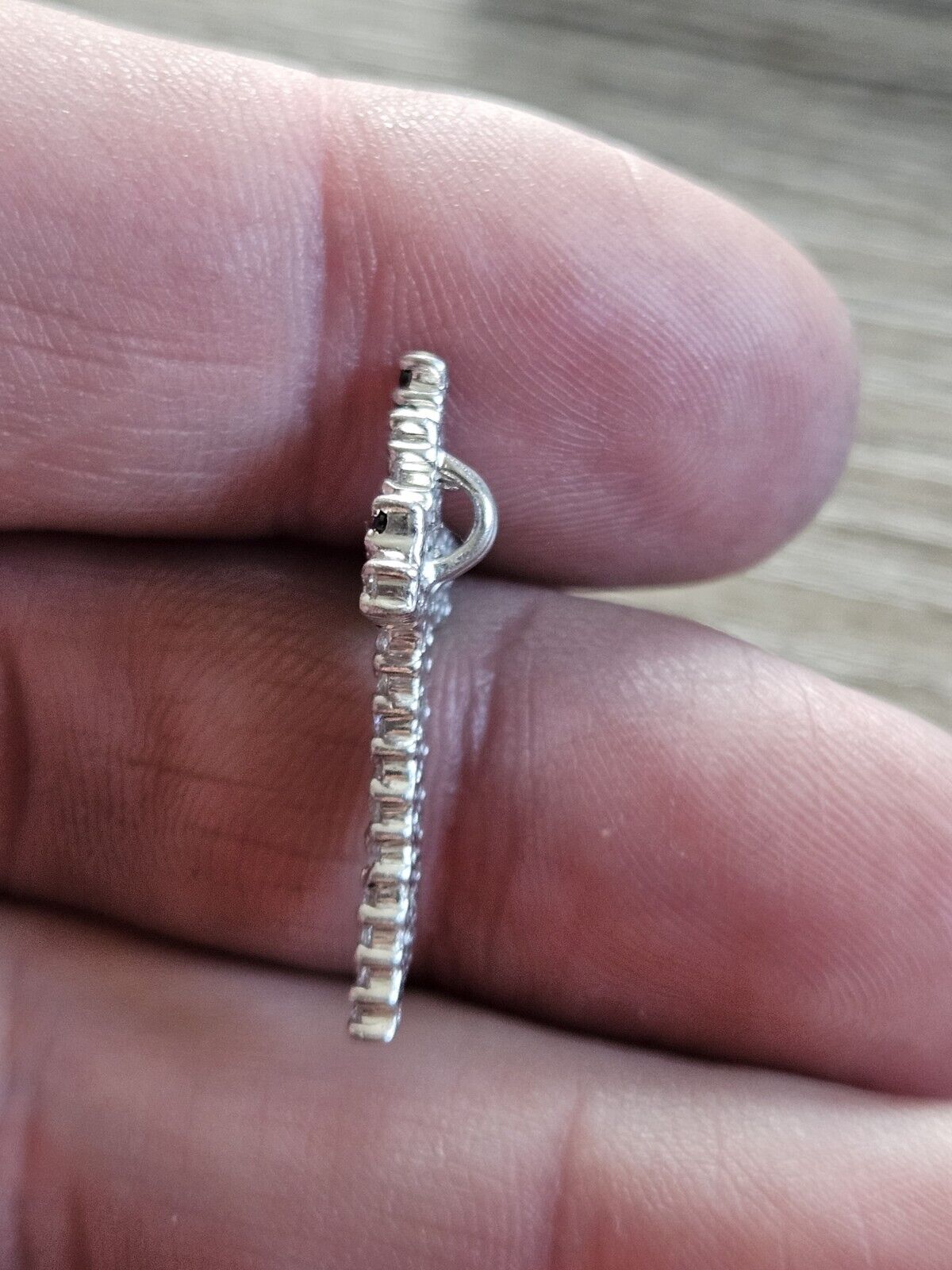 925 Silver Black And Silver Double Cross Pendant. 2.8cm
