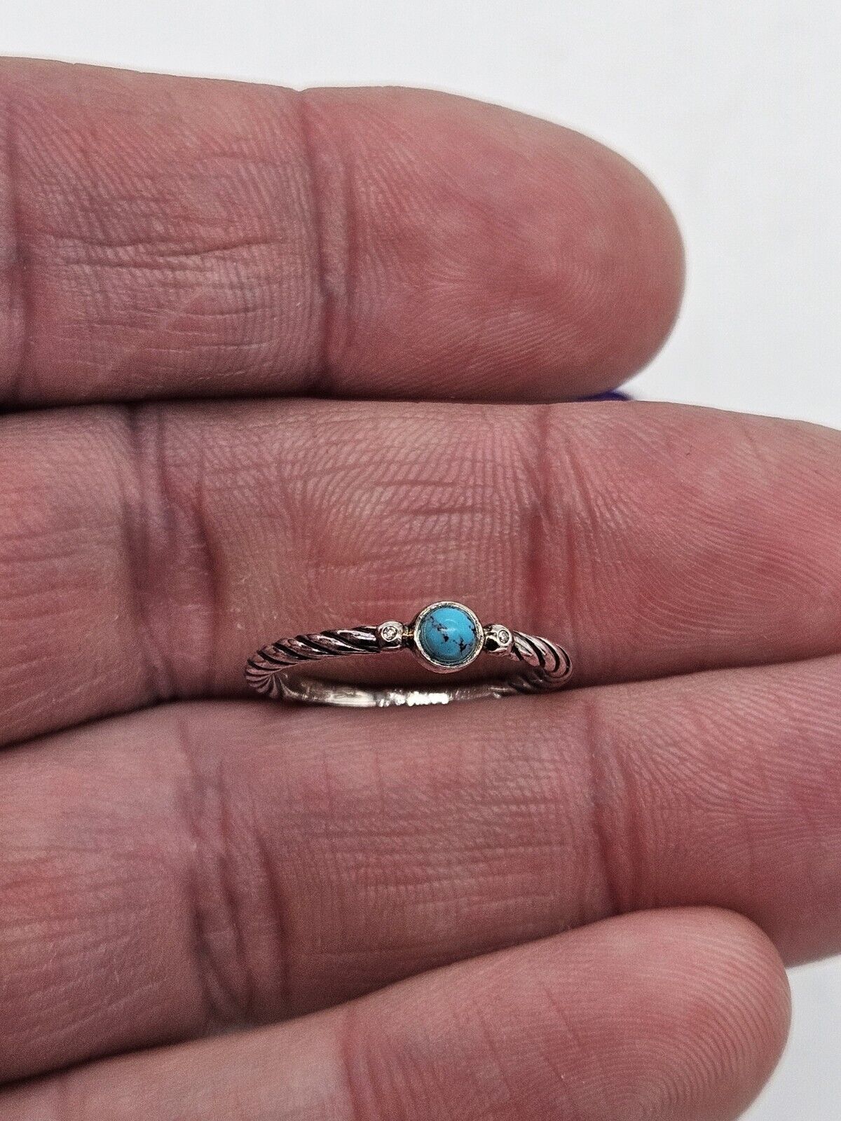 Thomas Sabo - Sterling Silver 925 Turquoise Blue Stone Rope Ring Size 52, L 1/2