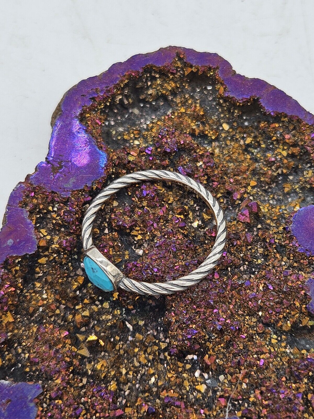 Thomas Sabo - Sterling Silver 925 Turquoise Blue Stone Rope Ring, Size 54, N.