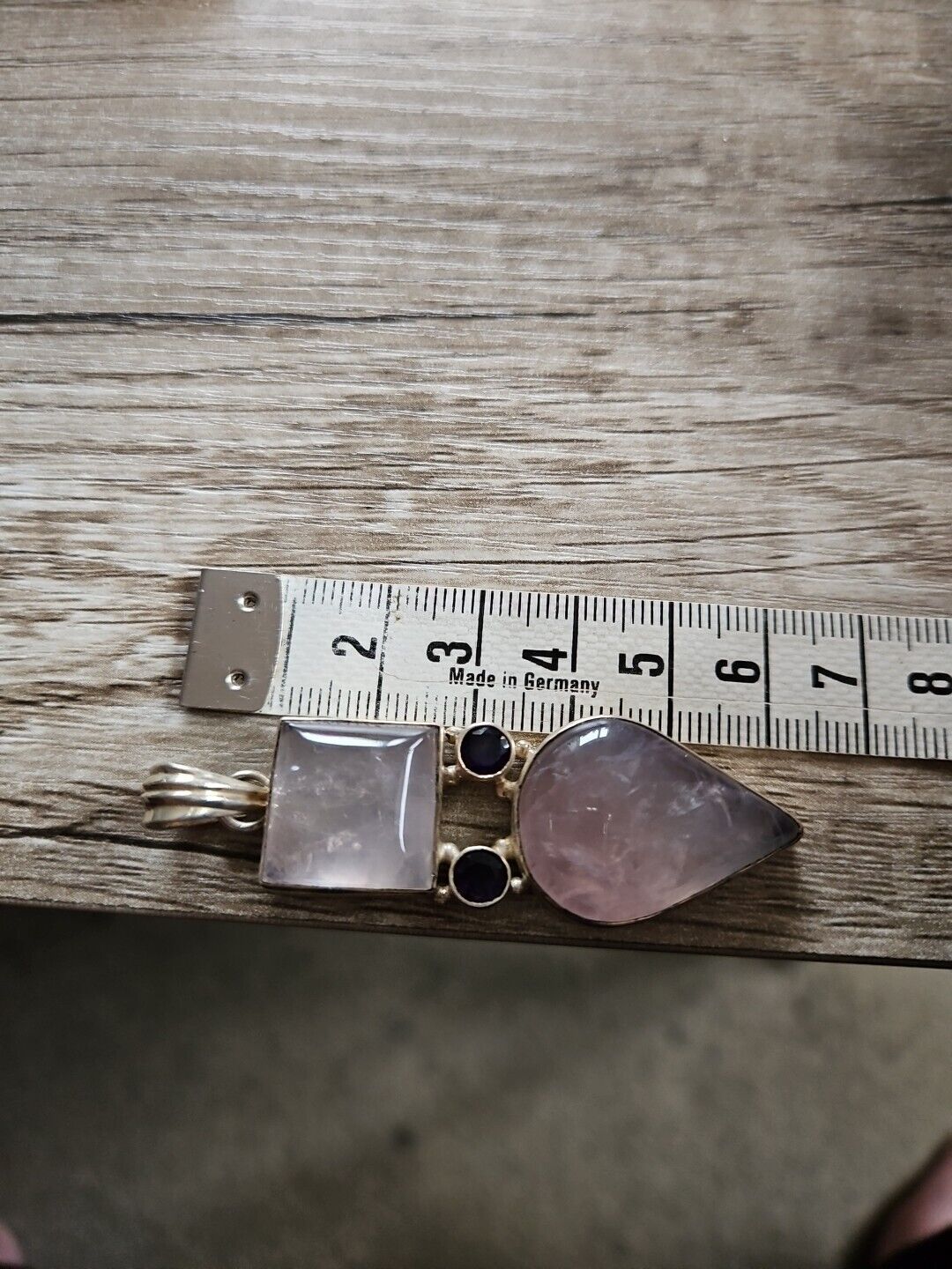 Silver 925 Huge Rose Quartz And Purple Amethyst Pendant.