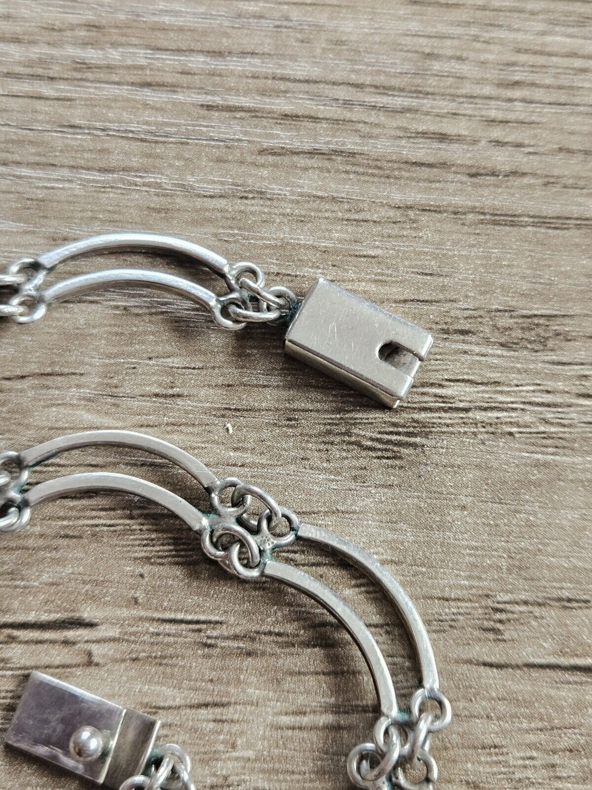 Sterling Silver 925 Choker Necklace Waves Fancy Link Chain - 16 1/2 Inches.