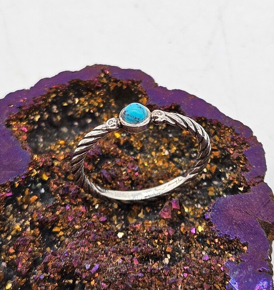 Thomas Sabo - Sterling Silver 925 Turquoise Blue Stone Rope Ring Size 52, L 1/2