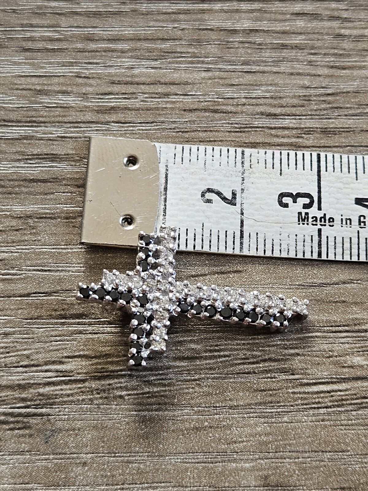 925 Silver Black And Silver Double Cross Pendant. 2.8cm