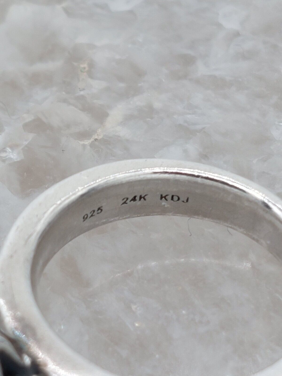 Kenneth David - pave diamond, sterling silver 925, pure 24k love Ring, Size N