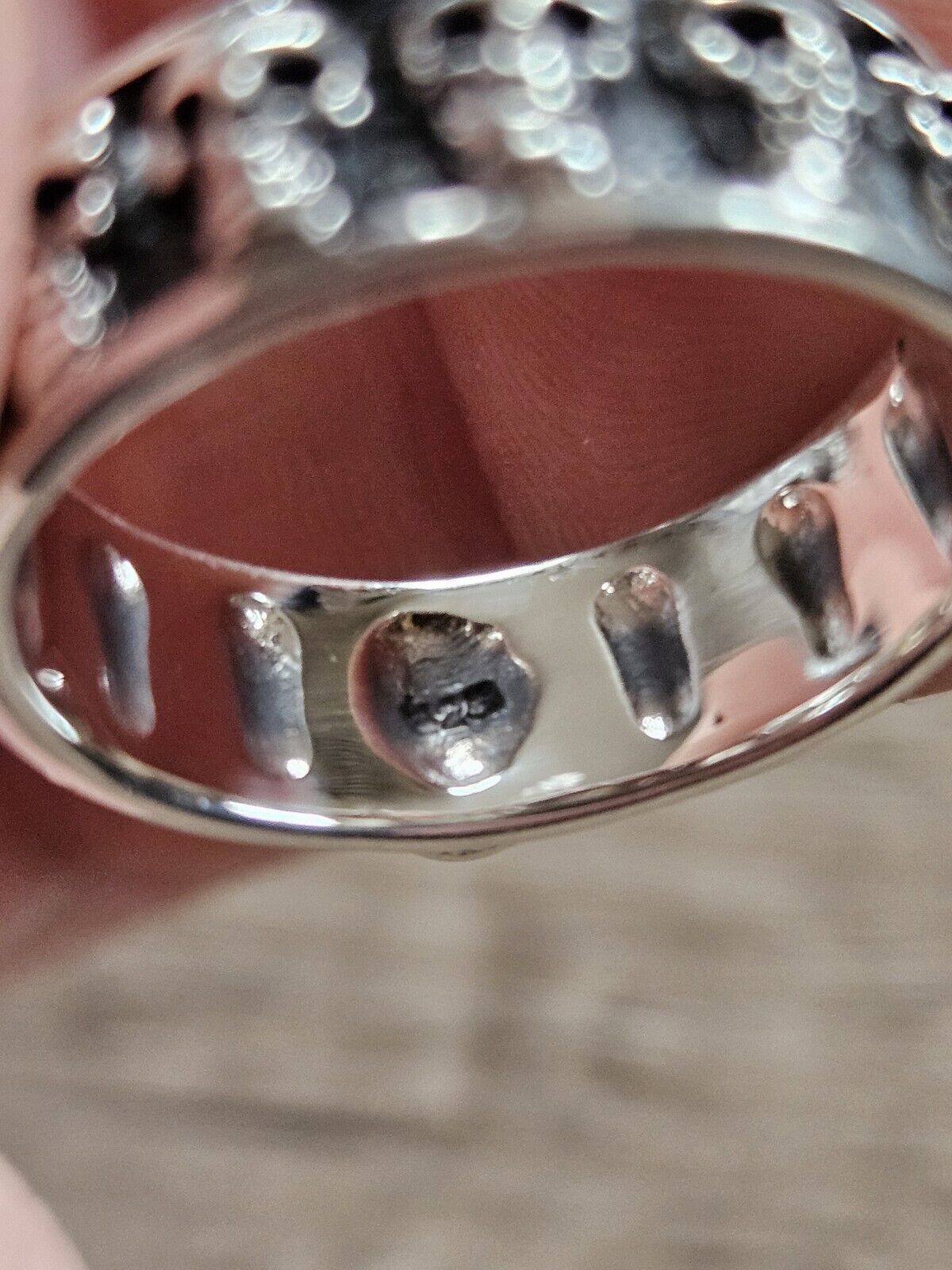 Skull, Skulls Band ring, sterling silver 925. Size T 1/2, NEW.