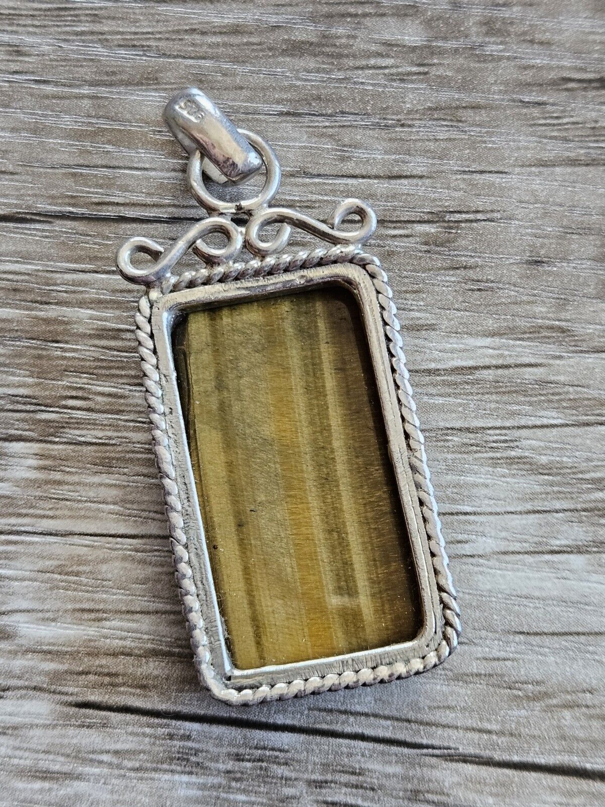 Large Sterling Silver 925 Tigers Eye Pendant. 60mm+