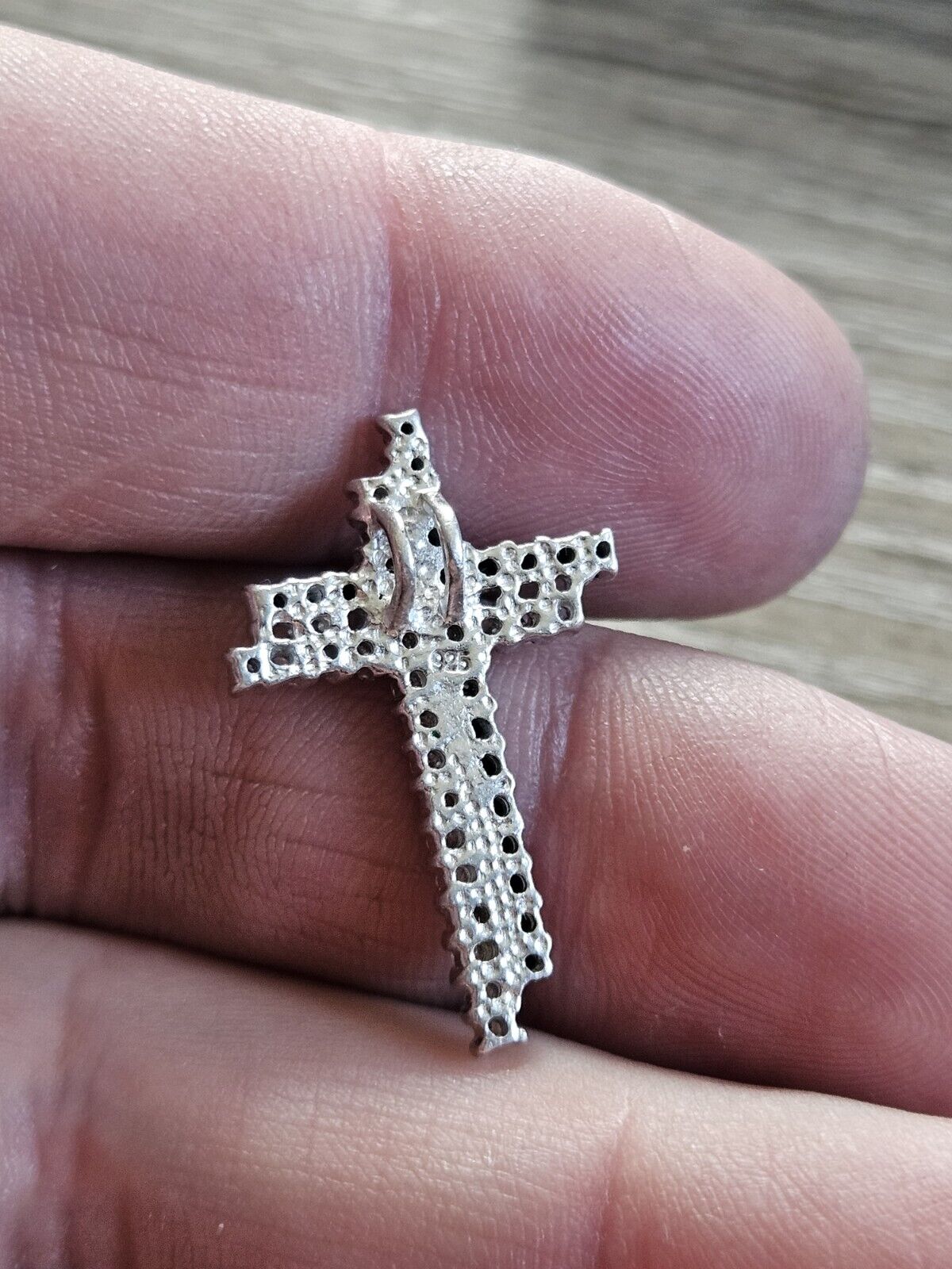 925 Silver Black And Silver Double Cross Pendant. 2.8cm