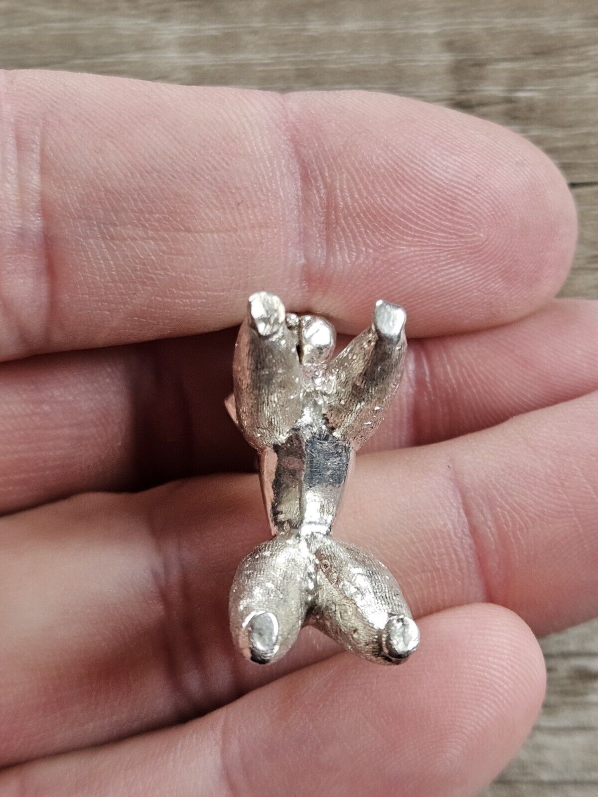 .925 STERLING SILVER Poodle Dog Pet Pendant. 16.2 Grams. Vintage 1970s.