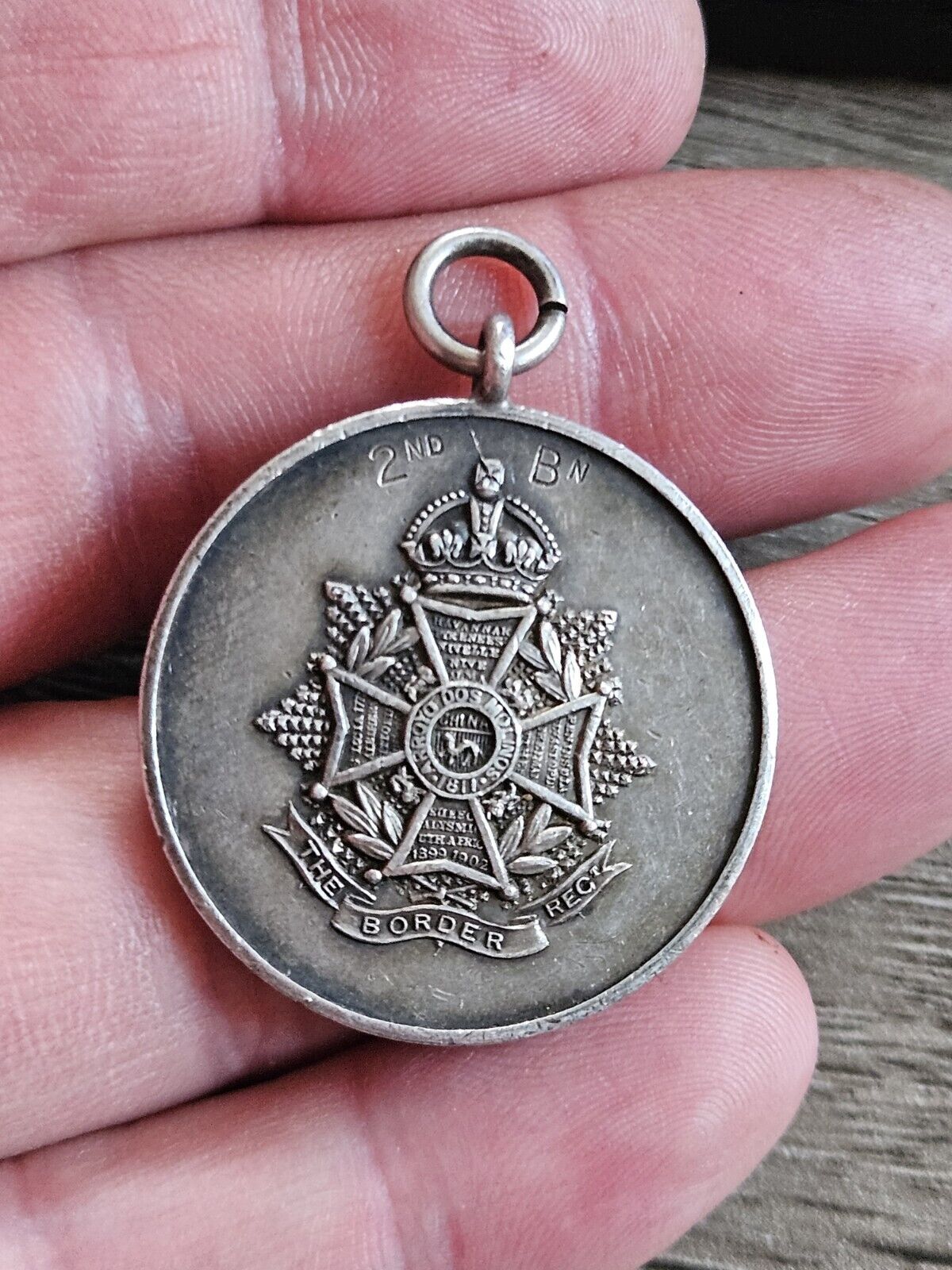 Post WW1 Silver Fob Medal - 1922, 2nd Battalion, The Border Regiment. Militaria.