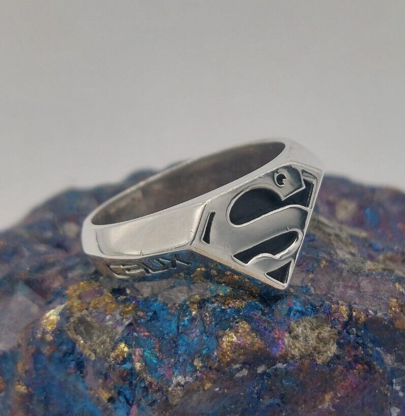 925 Silver Superman S Ring By Crux. UK Size R 1/2