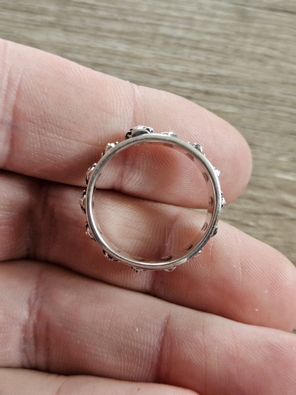 Skull, Skulls Band ring, sterling silver 925. Size T 1/2, NEW.