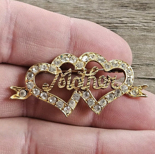Gold On Sterling Silver 925 Mother Love Heart Hallmarked Brooch