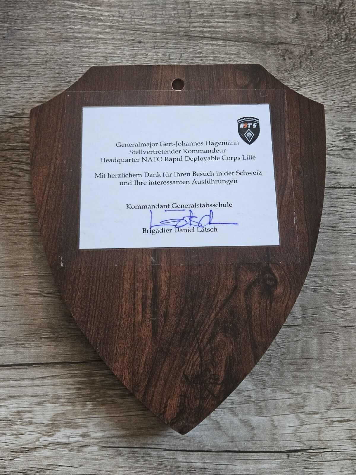 Military Plaque Shield Switzerland General Staff School GST S Generalstabsschule