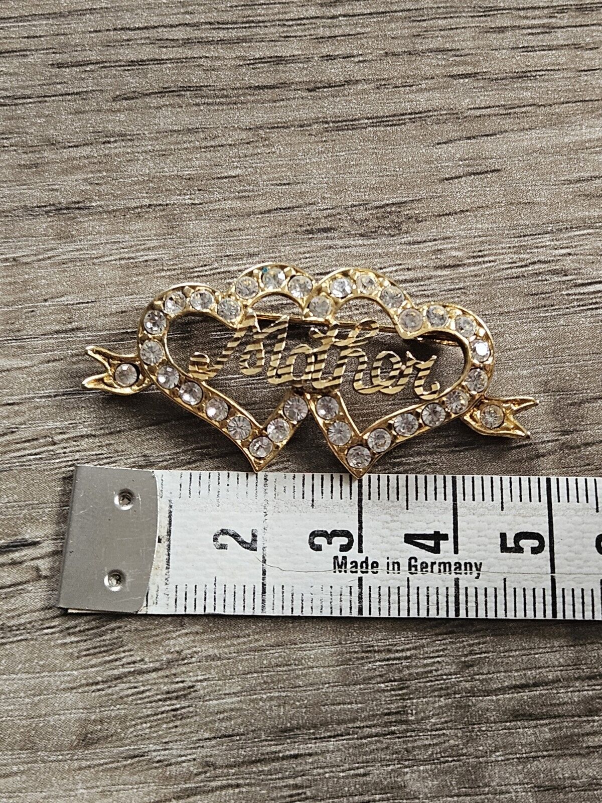 Gold On Sterling Silver 925 Mother Love Heart Hallmarked Brooch