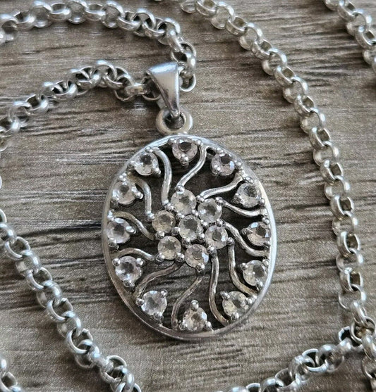 925 Silver Spiral Pendant, Necklace. 51cm Belcher Chain.