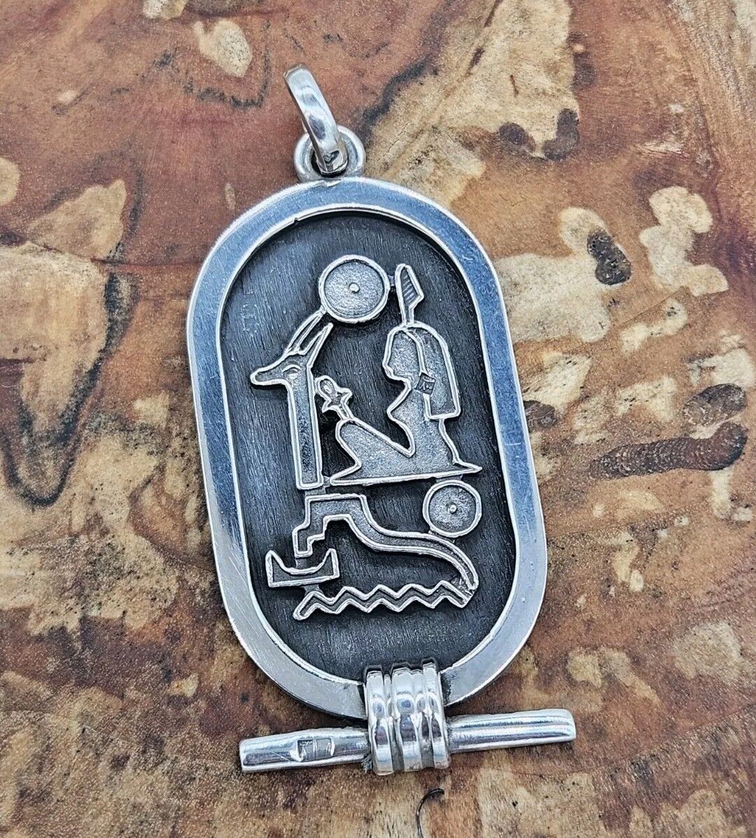 Egyptian Hieroglyphs Gift Pendent Solid Silver Vintage Jewellery