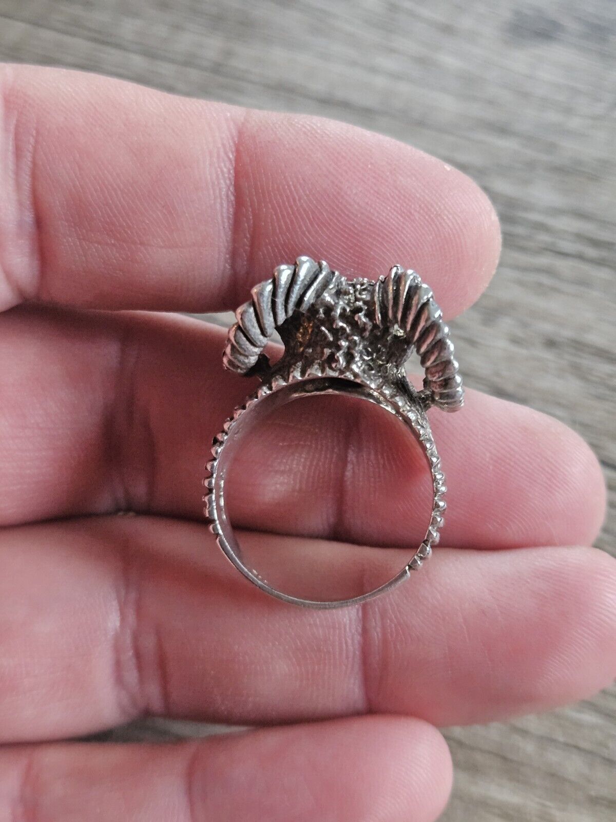 925 Sterling Silver Vintage Aries Zodiac Sign Ring, Size V 1/2, Ram.