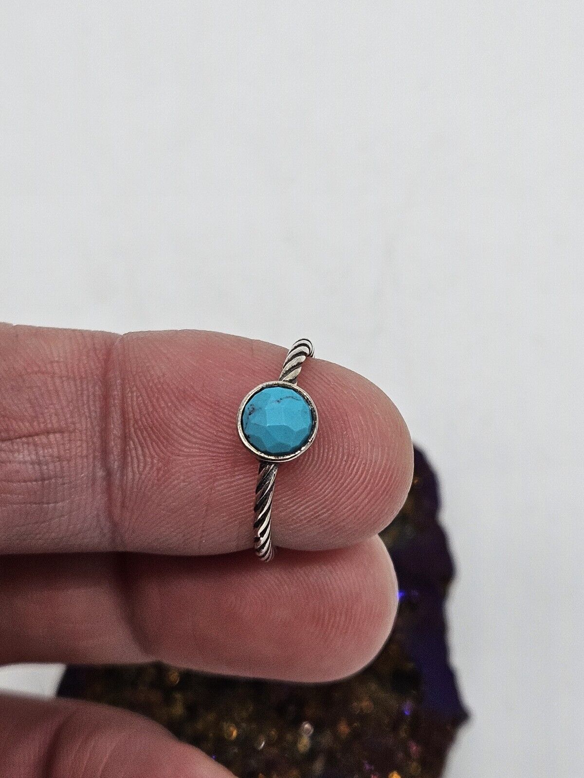 Thomas Sabo - Sterling Silver 925 Turquoise Blue Stone Rope Ring, Size 54, N.