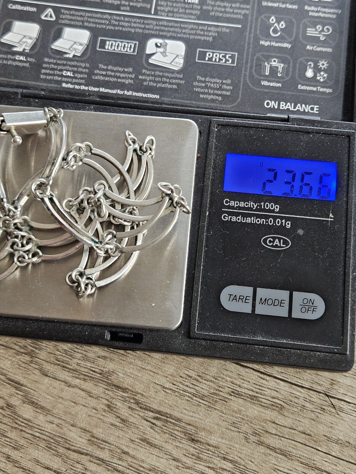 Sterling Silver 925 Choker Necklace Waves Fancy Link Chain - 16 1/2 Inches.