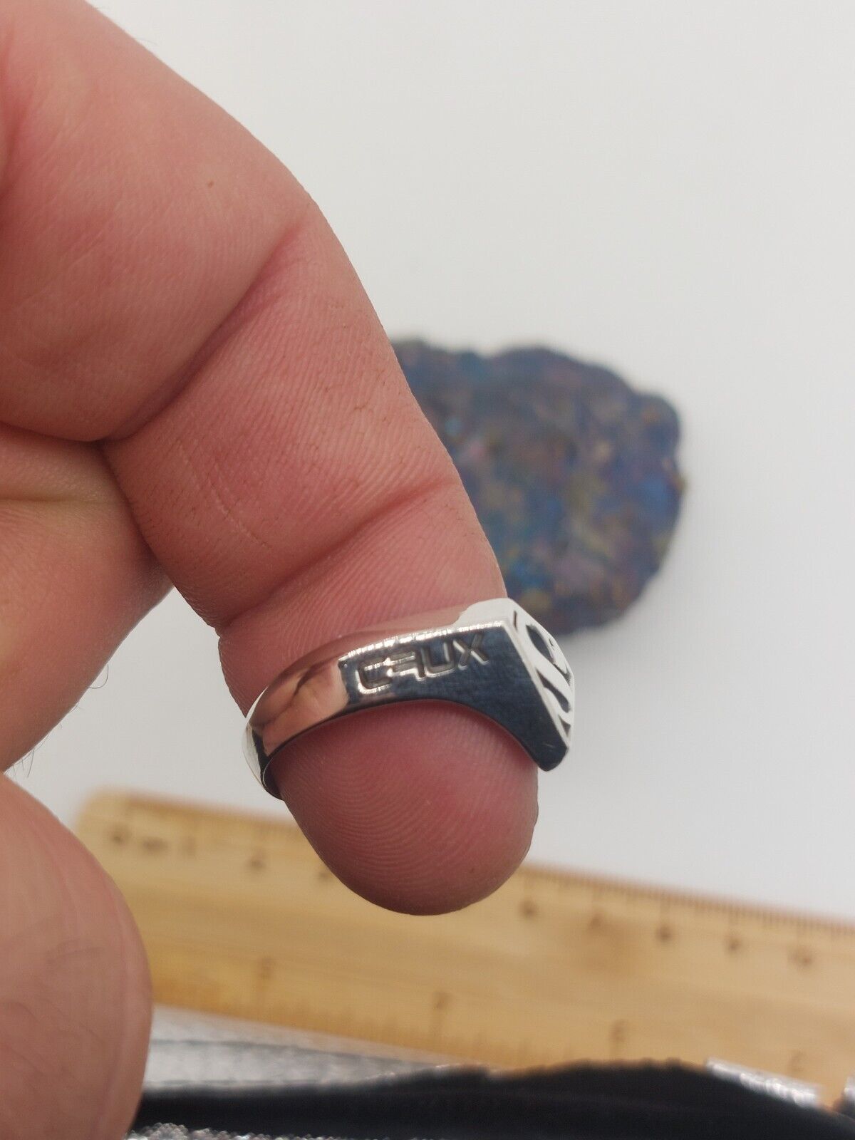 925 Silver Superman S Ring By Crux. UK Size R 1/2