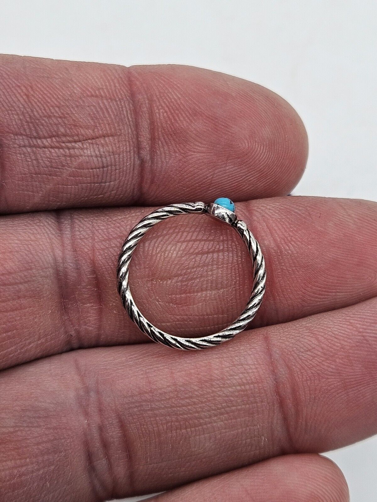 Thomas Sabo - Sterling Silver 925 Turquoise Blue Stone Rope Ring Size 52, L 1/2