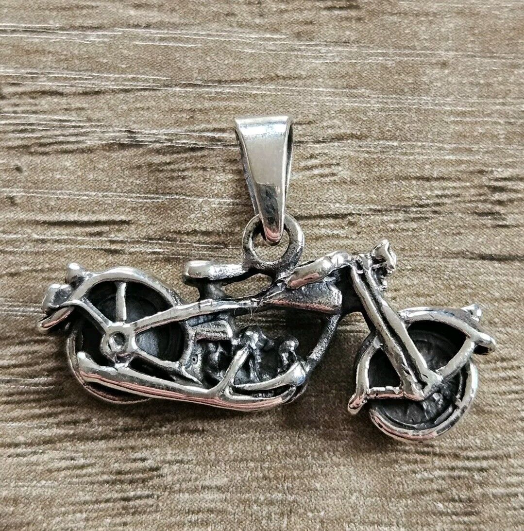 Sterling Silver 925 3D Motorbike Pendant, Brand New Stock! Biker, Motorcycle.