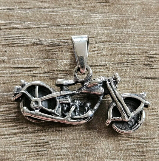 Sterling Silver 925 3D Motorbike  Pendant, Brand New Stock! Biker, Motorcycle.