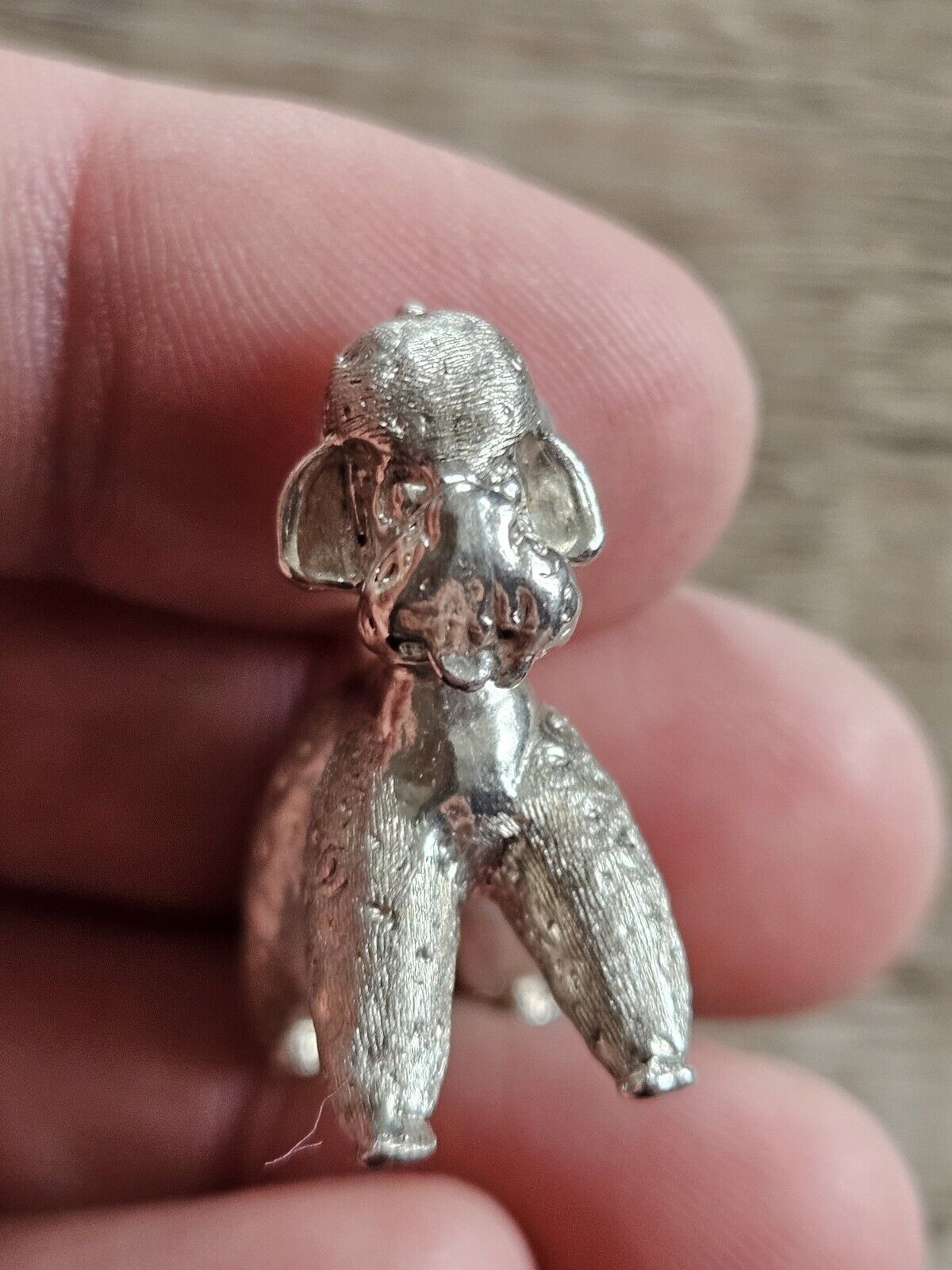 .925 STERLING SILVER Poodle Dog Pet Pendant. 16.2 Grams. Vintage 1970s.