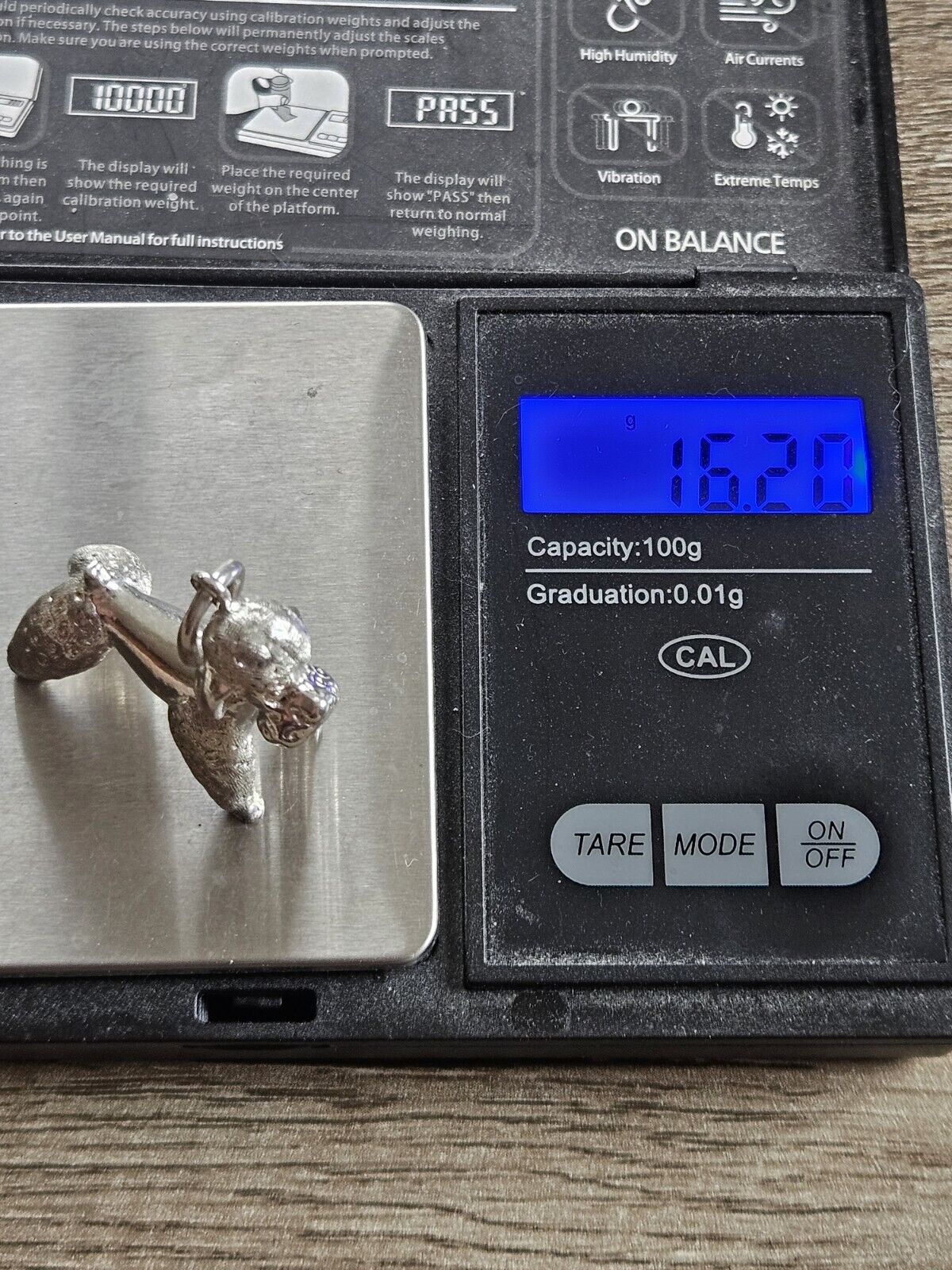 .925 STERLING SILVER Poodle Dog Pet Pendant. 16.2 Grams. Vintage 1970s.