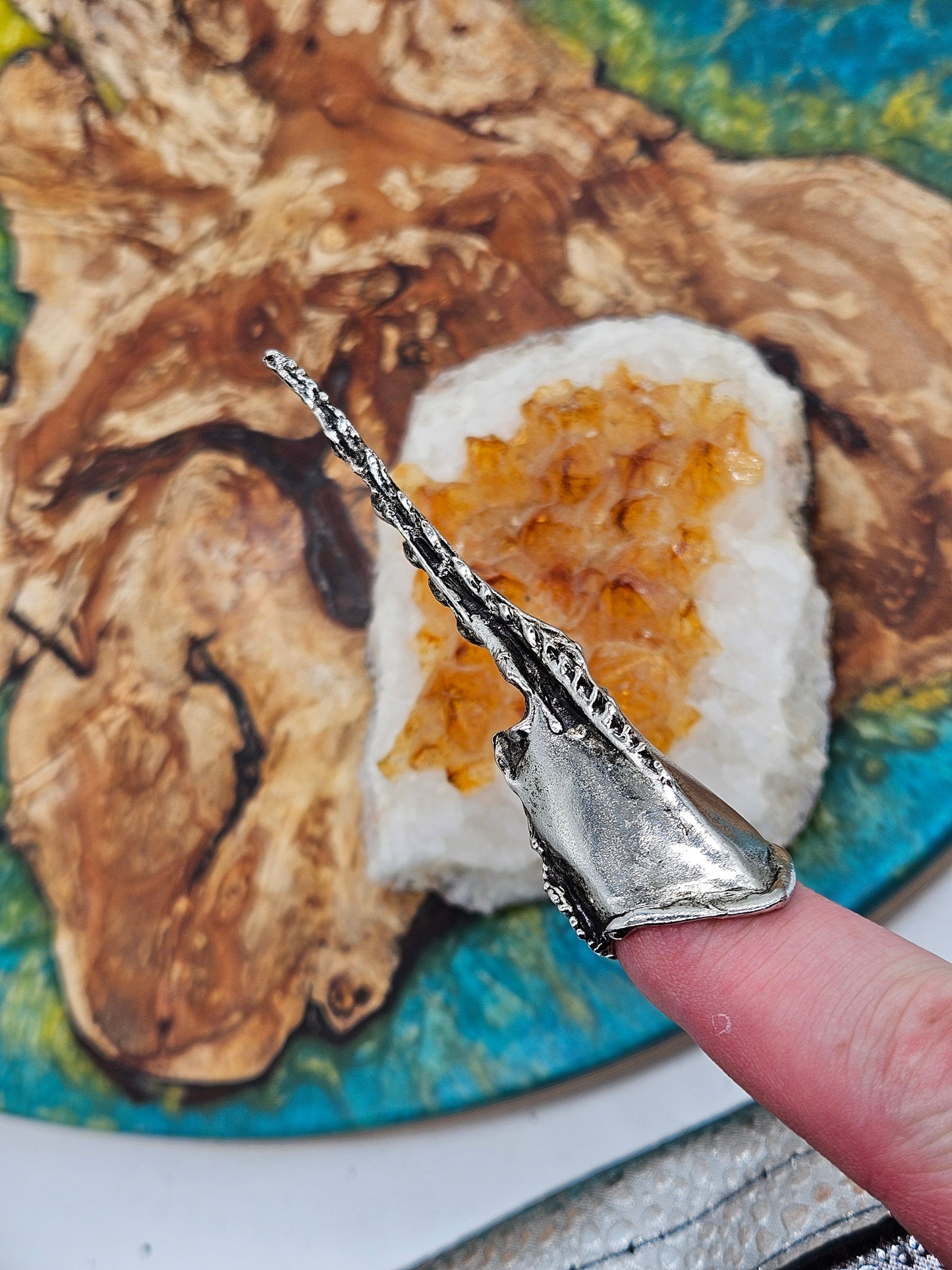 AXEL STOCKS Fingertip Spike Ring, Pewter