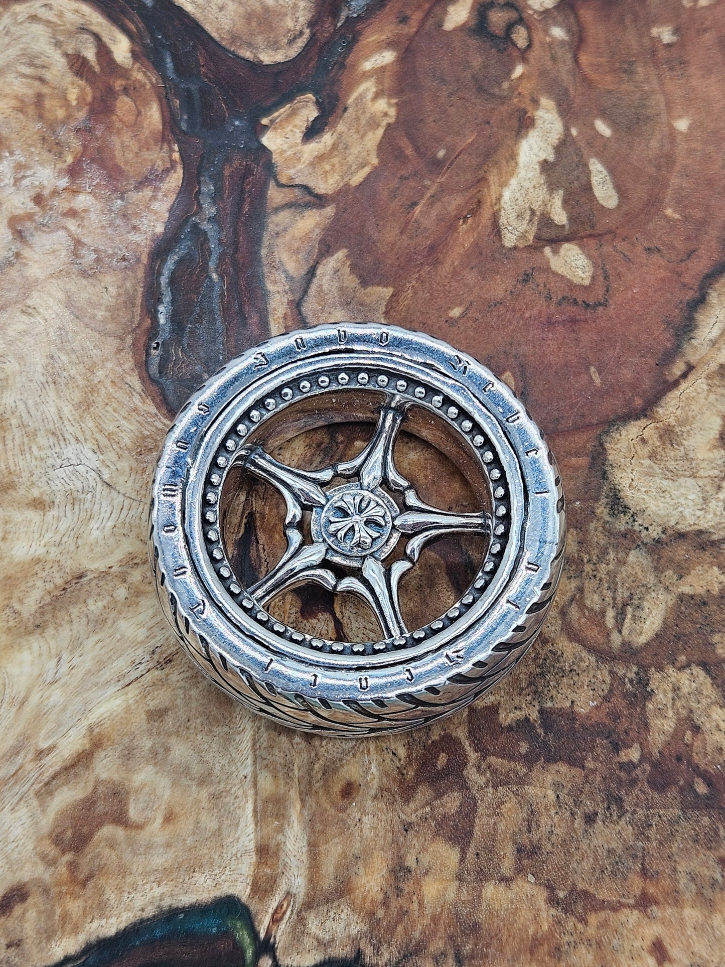 Super Rare Thomas Sabo Rebel At Heart Motorbike Wheel Pendant, Silver 925.