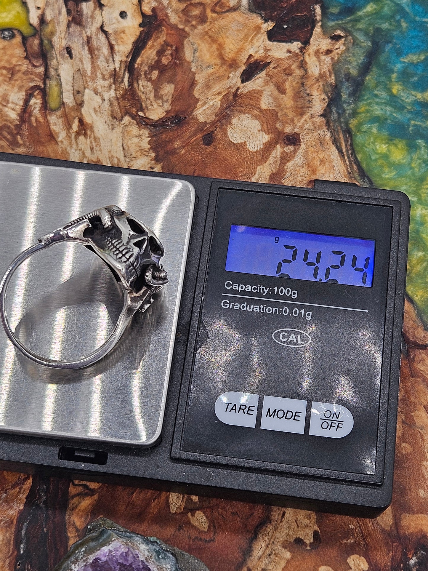 Silver 925 Biomechanical Skull Ring- William Llewellyn Griffiths. Size Z+5