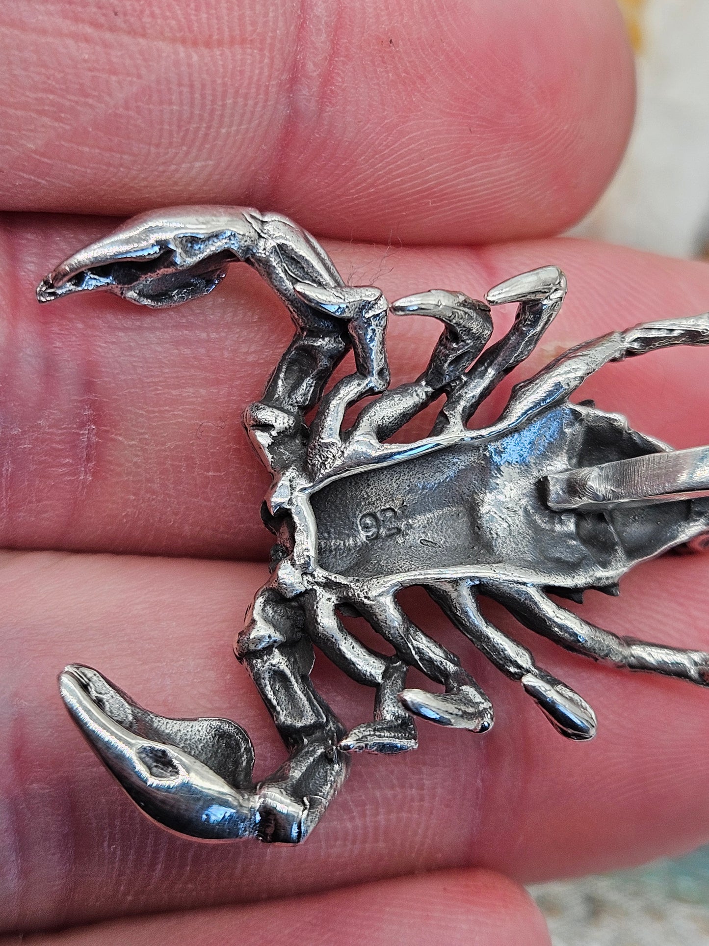 Sterling Silver 925 Large Scorpion Pendant. 3d. New.