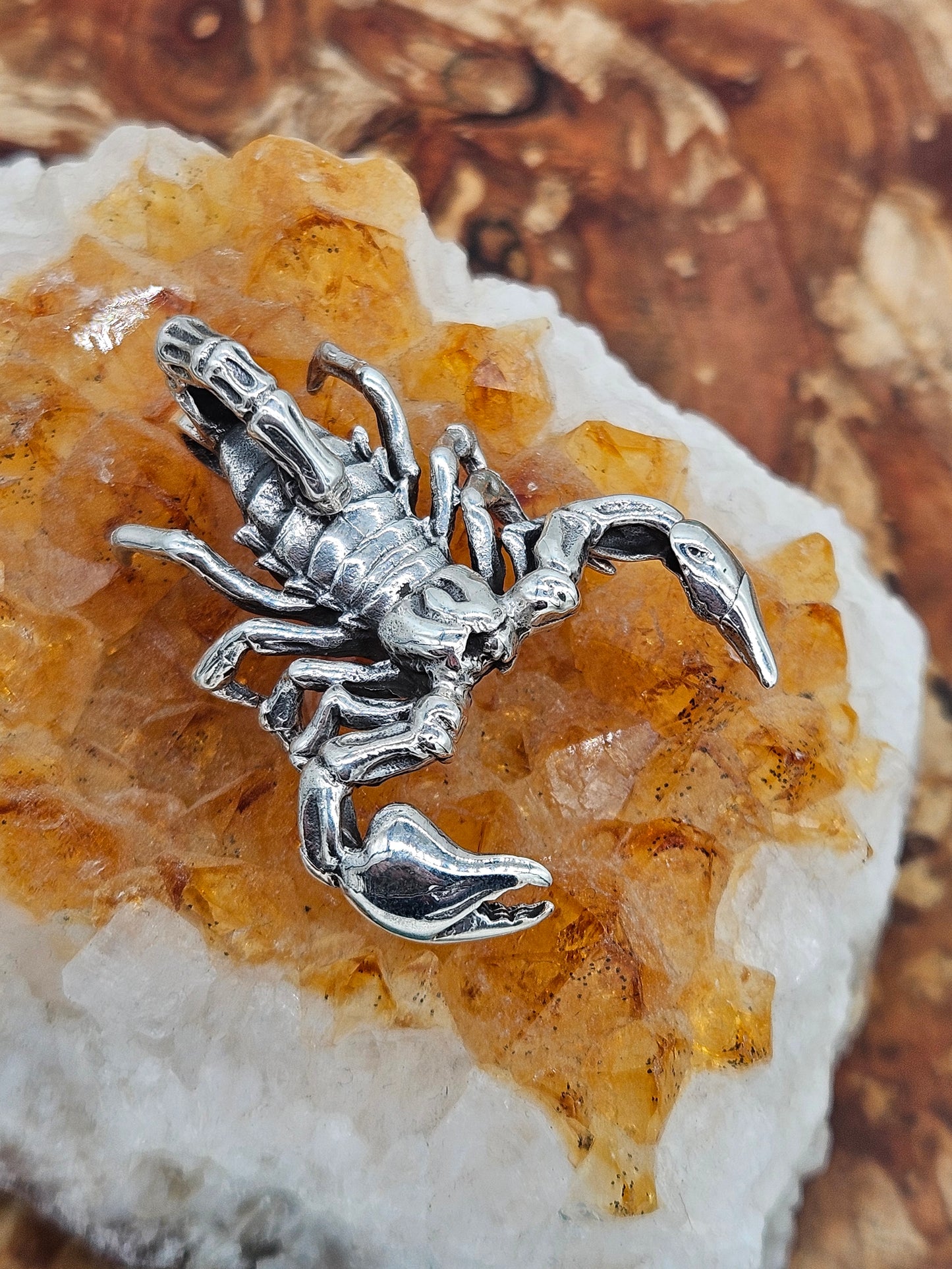Sterling Silver 925 Large Scorpion Pendant. 3d. New.