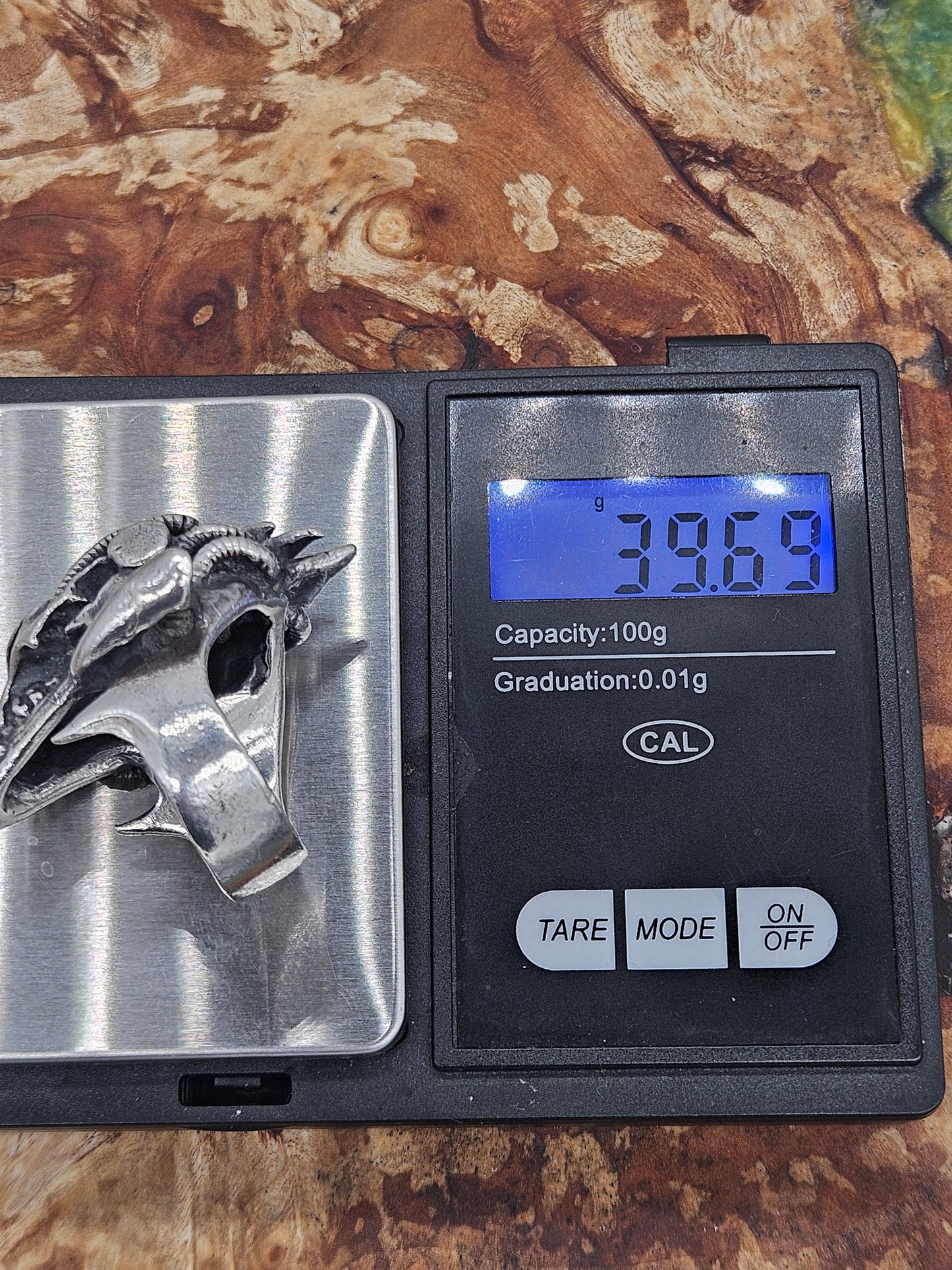 Silver 925 Biomechanical Skull Ring- William Llewellyn Griffiths. Size S 1/2