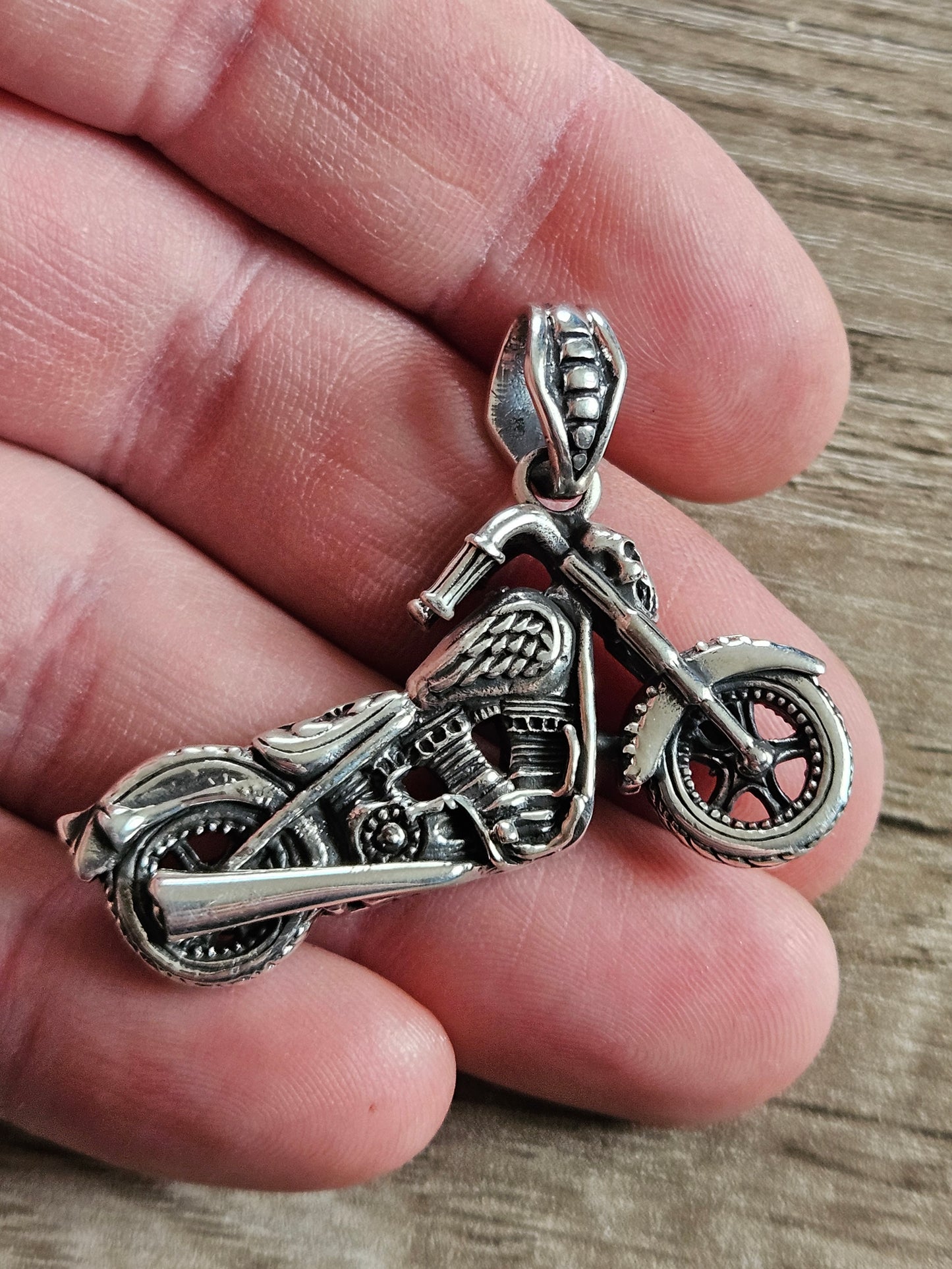 Sterling Silver 925 3D Motorbike Pendant, Brand New Stock! Biker, Motorcycle.