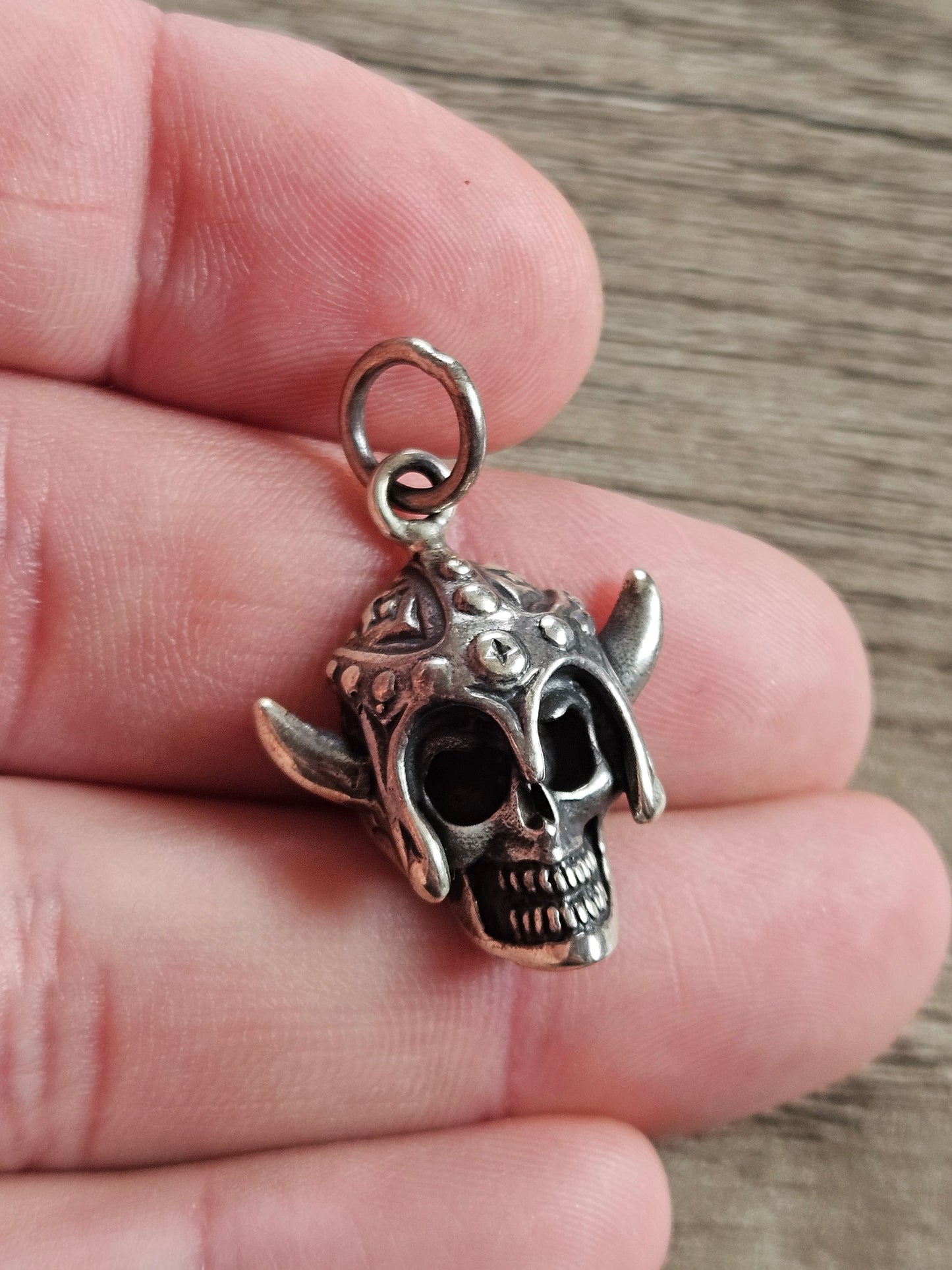 NEW Sterling Silver 925 Viking Skull Pendant.