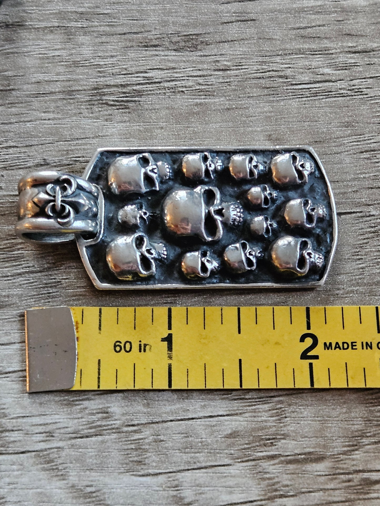 Affliction .925 Sterling Silver Dogtag Skulls Pendant Vintage & Rare. Catacombs.