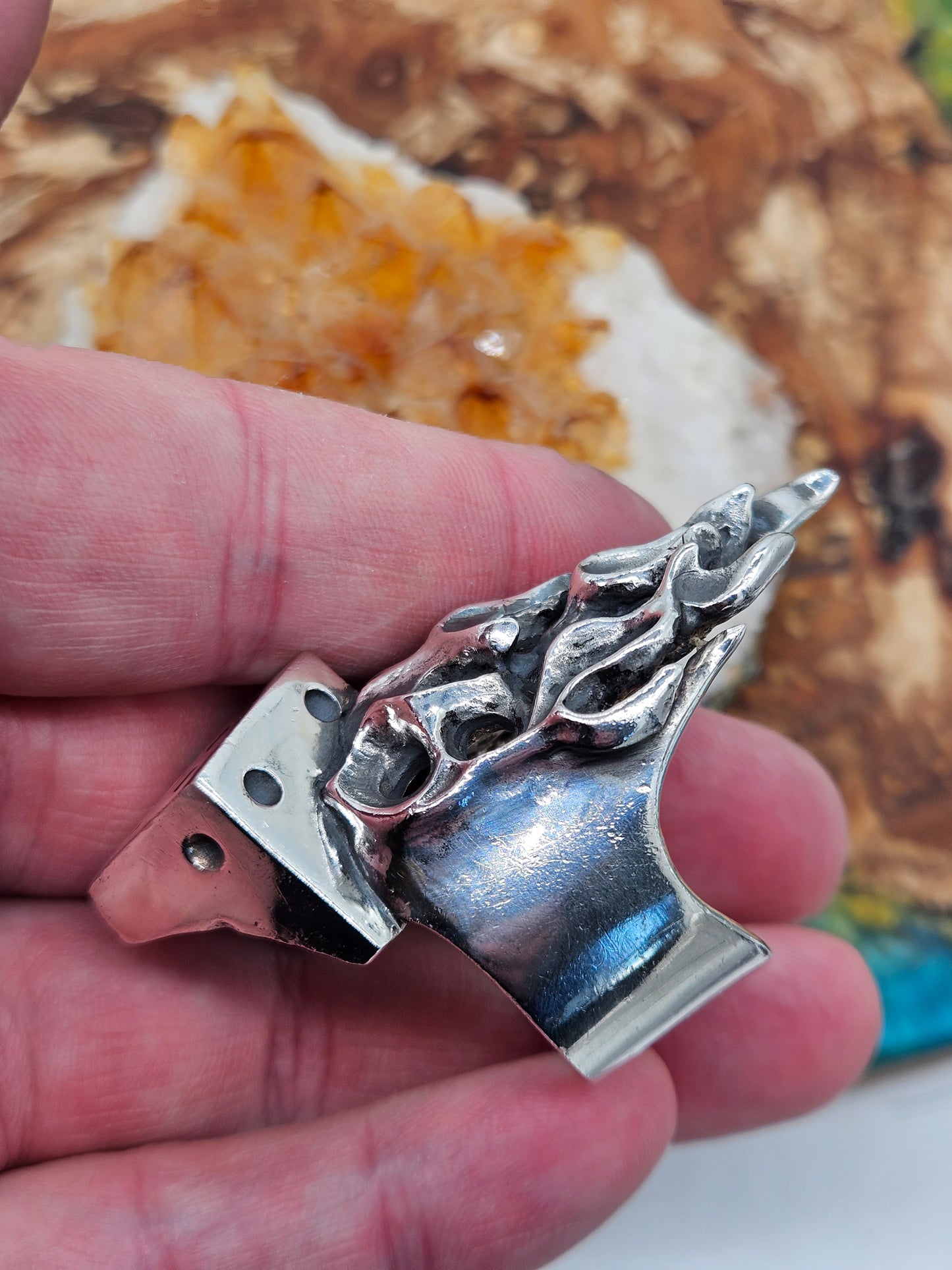 Huge Flaming Dice Ring - 89 Grams, UK Size Z+7