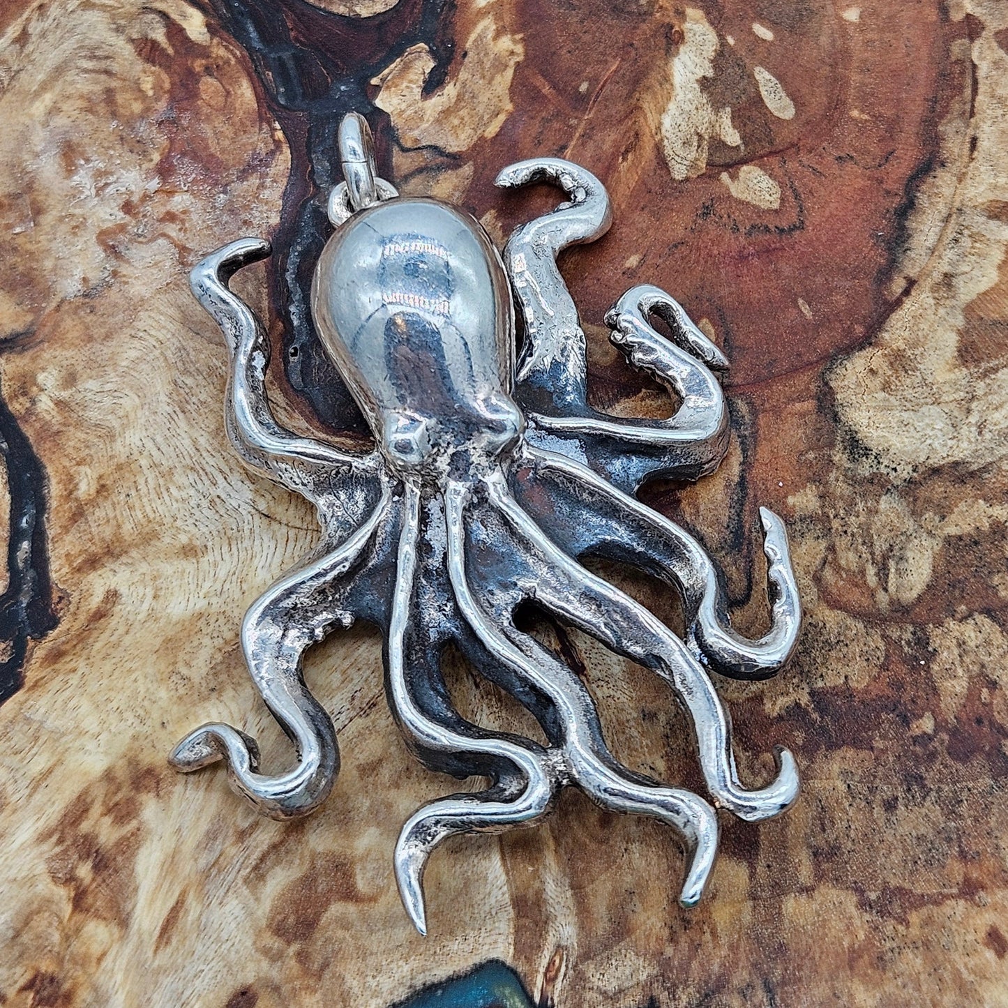 Large Sterling Silver 925 Octopus pendant by The Wildcat Collection. Vintage, heavy, huge.