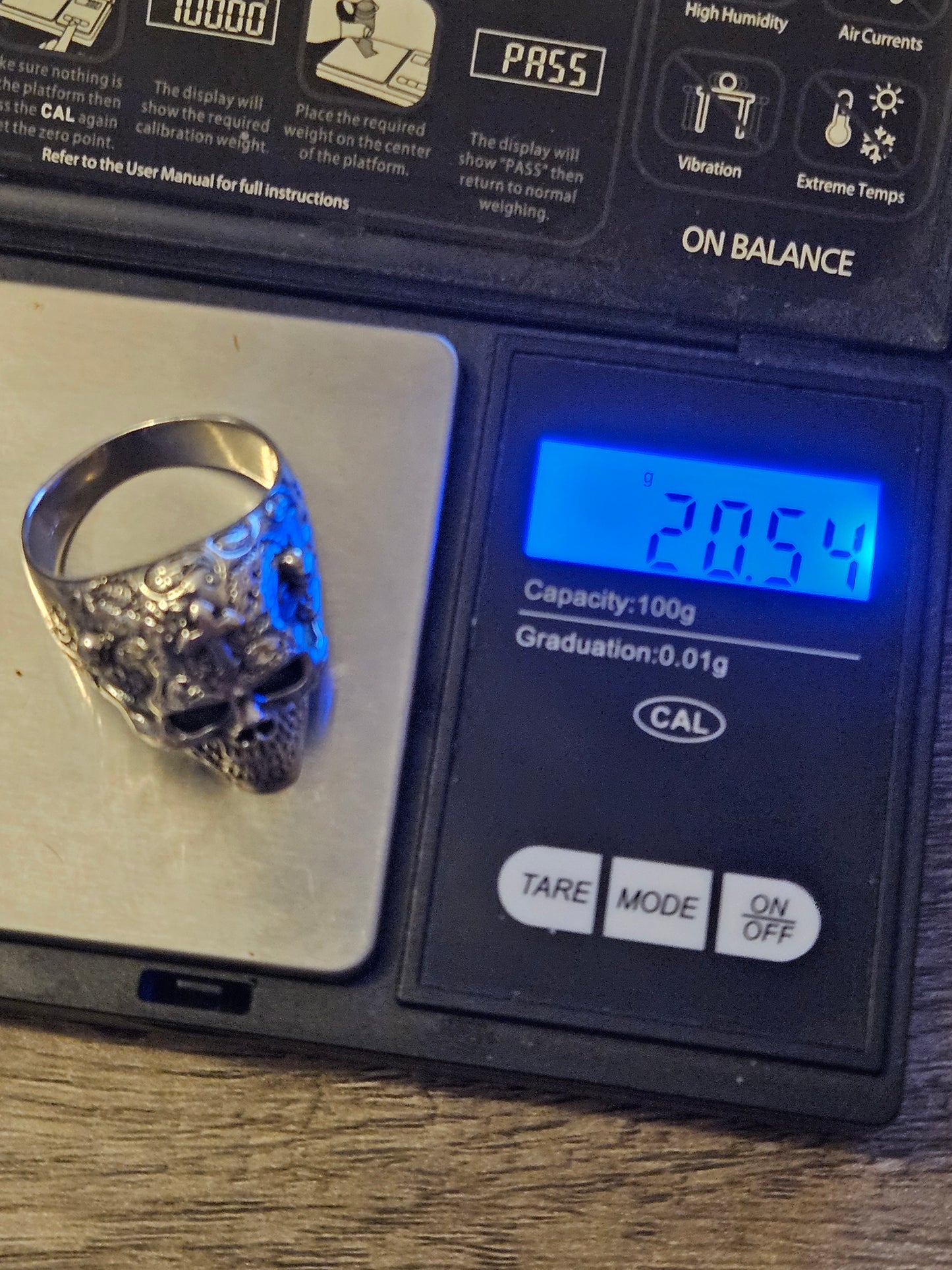 Skull And Cross ring, sterling silver 925. Size Z 2.5, New