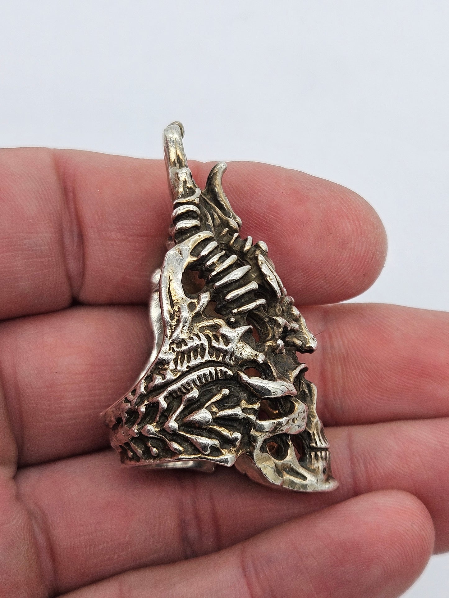 Axel Stocks Skull Ring, Protector Series. Sterling Silver 925 - UK P