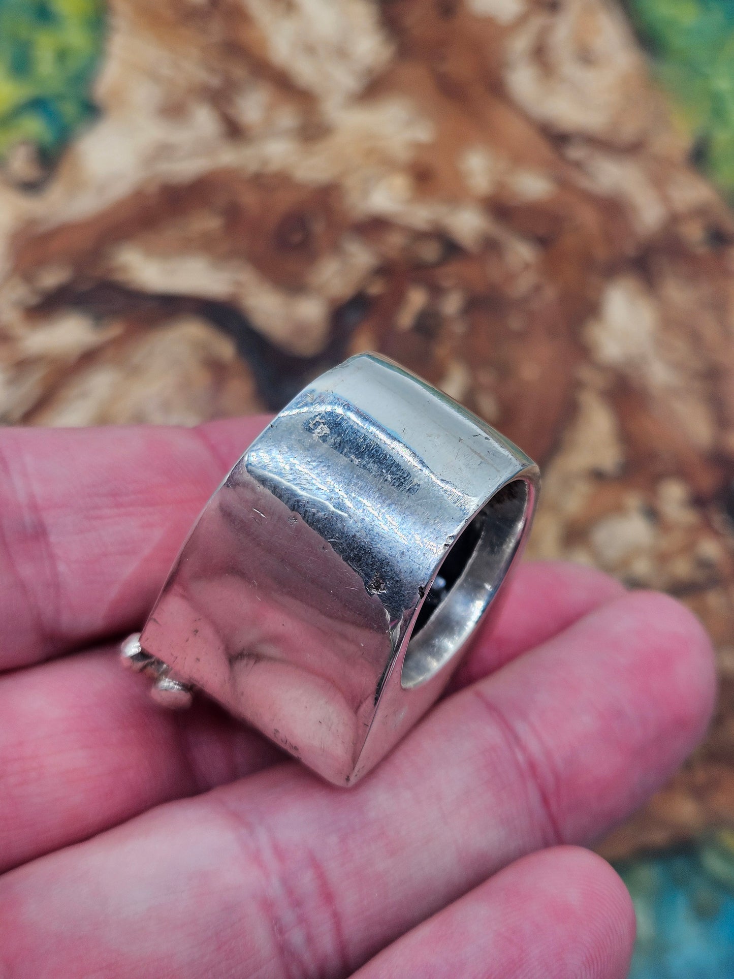 Huge, Heavy DJ Deck, Turntable Ring, Silver 925. The Wildcat Collection. Size T.