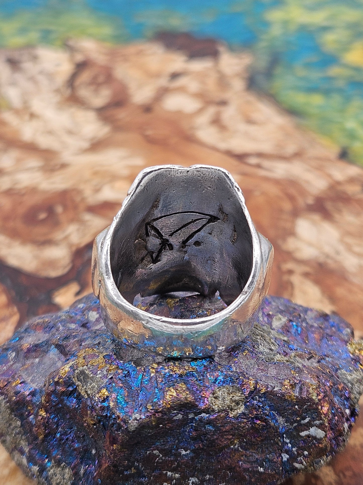 Crazy Pig Designs - Death From Above Skull Ring, Silver 925, Size P 1/2