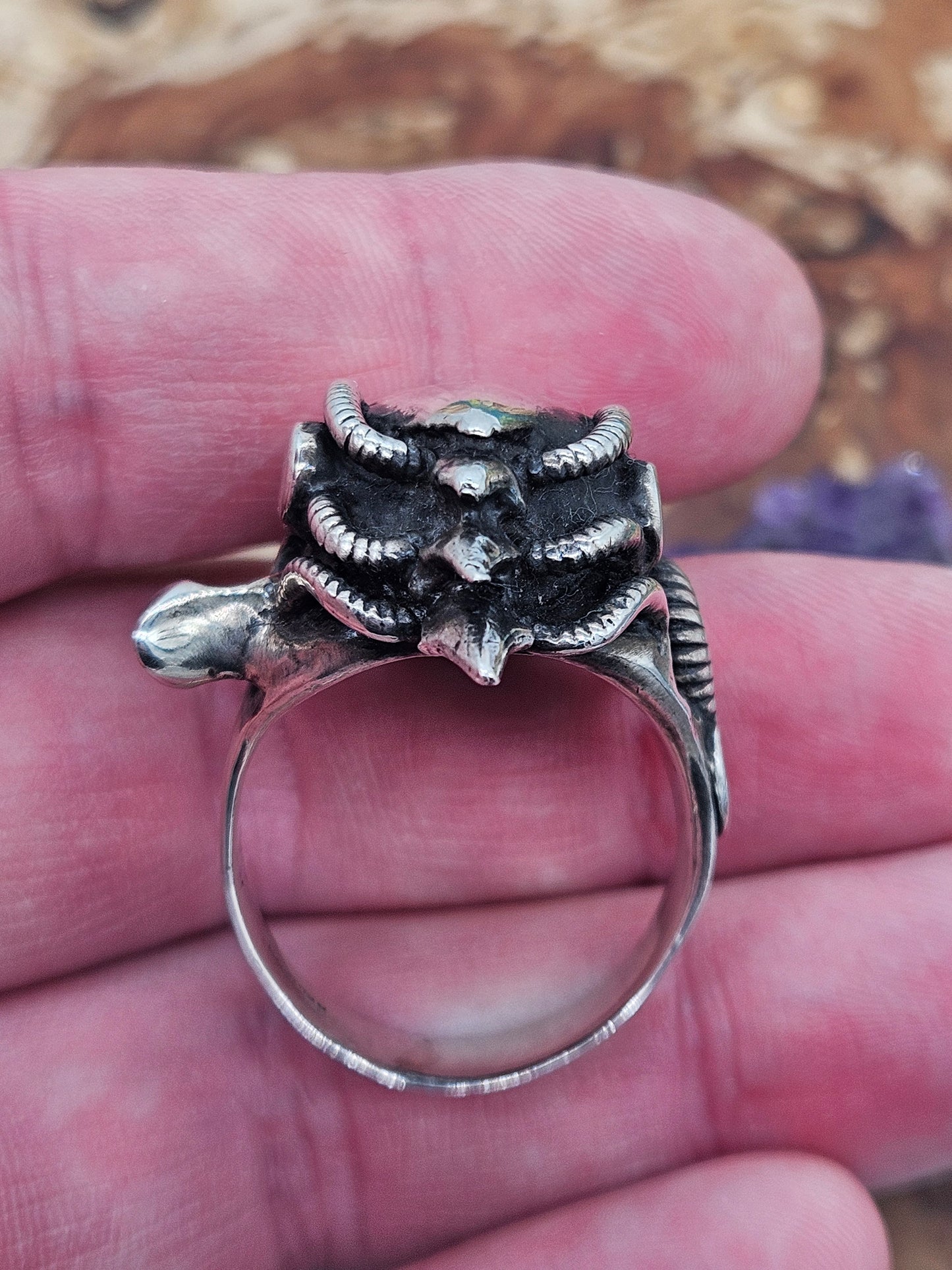 Silver 925 Biomechanical Skull Ring- William Llewellyn Griffiths. Size Z+4