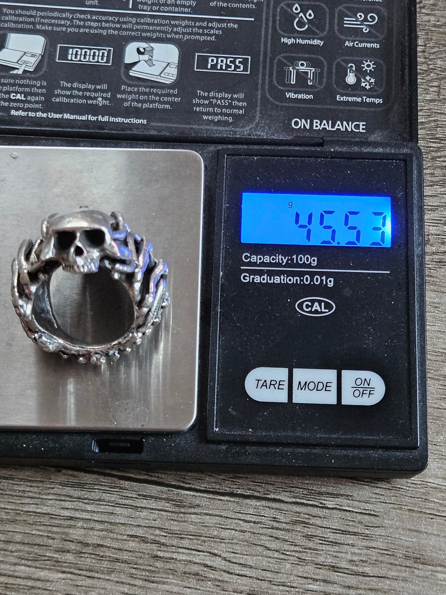 Silver 925 Biomechanical Skull Ring- William Llewellyn Griffiths. Size R 1/2