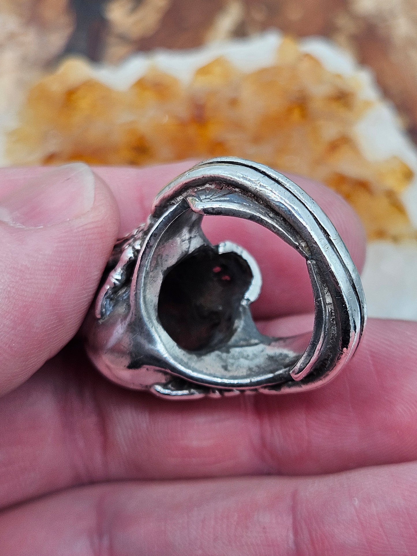 Great Frog, Paterson Riley Migraine Skull Ring, Silver 925, Size T