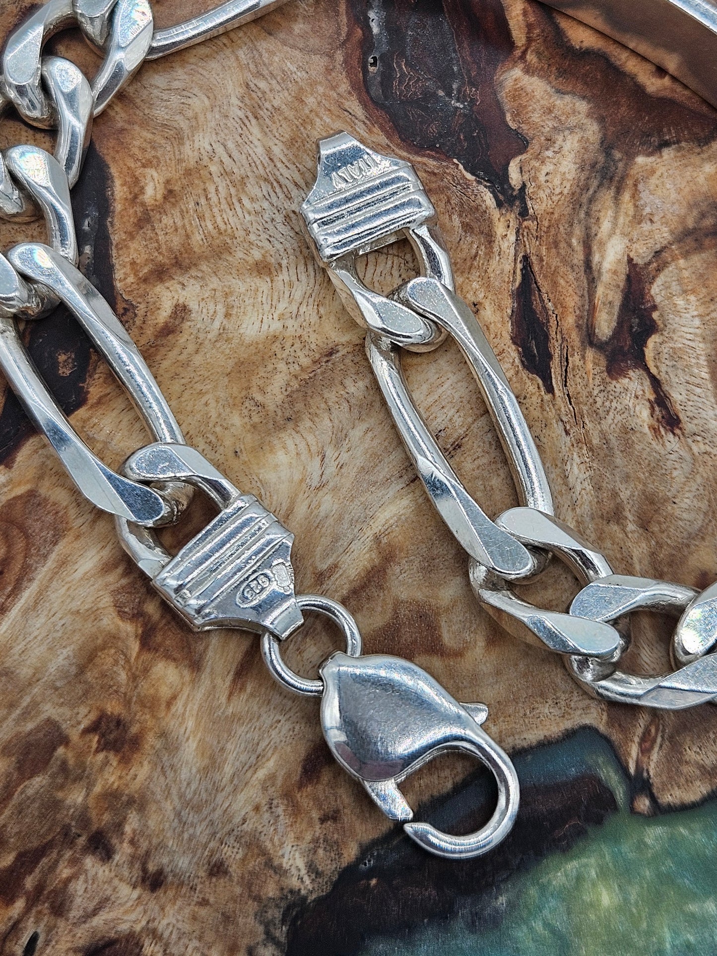 Solid Sterling Silver 925 ID Tag Identity Bracelet, 9" inch, 32 grams.
