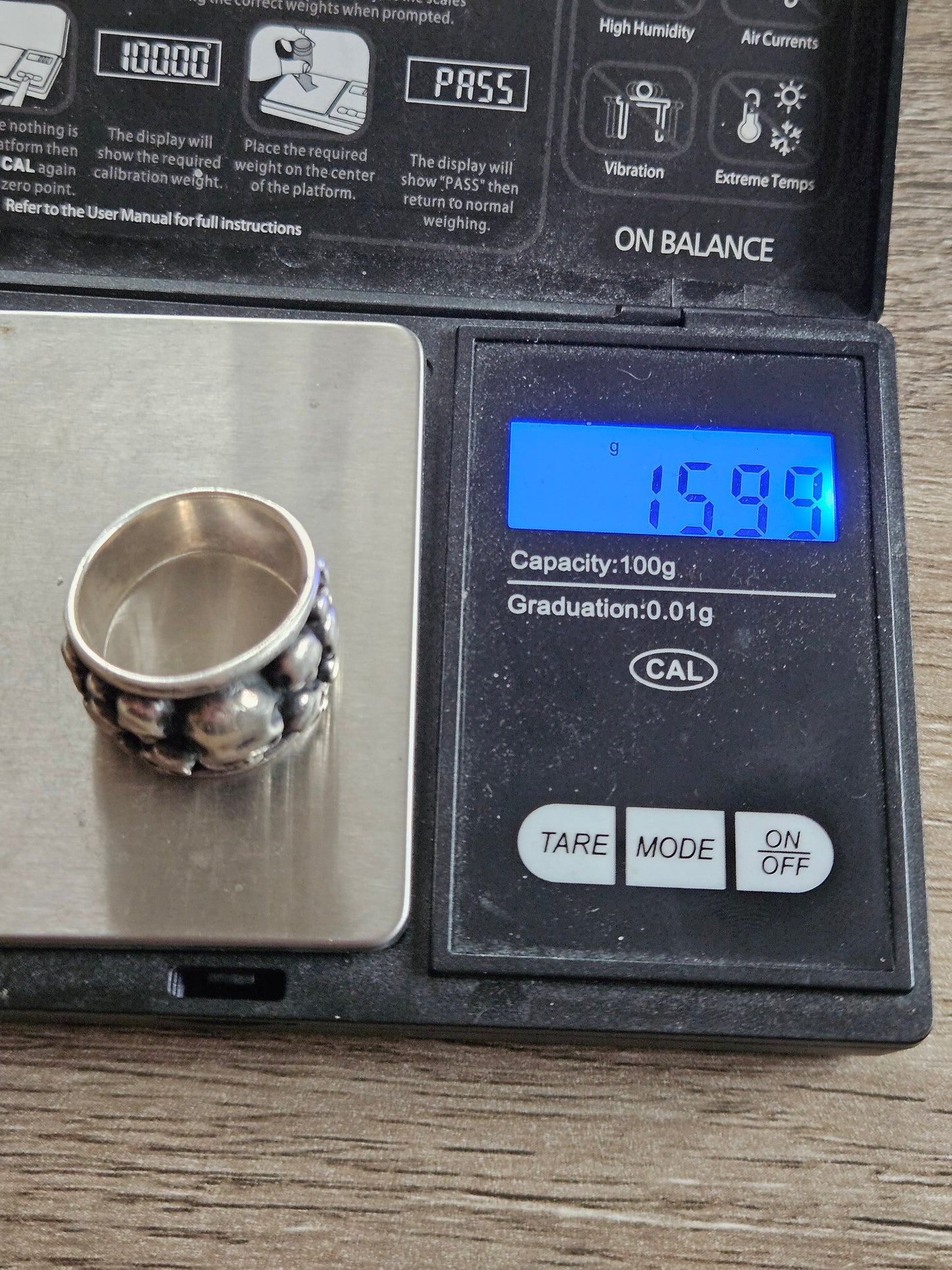 Affliction Skull Ring, Silver 925. Approx UK Size S.