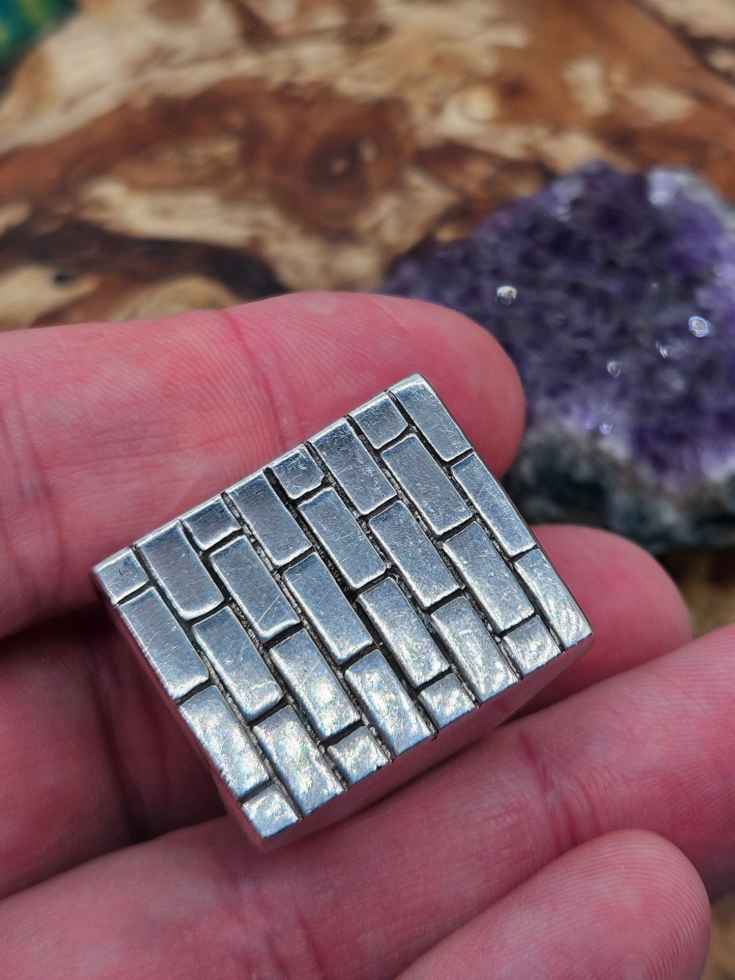 Huge, Heavy Brick Wall Ring, Silver 925. The Wildcat Collection. Size U 1/2. 52g